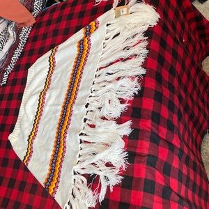 White stripped Poncho